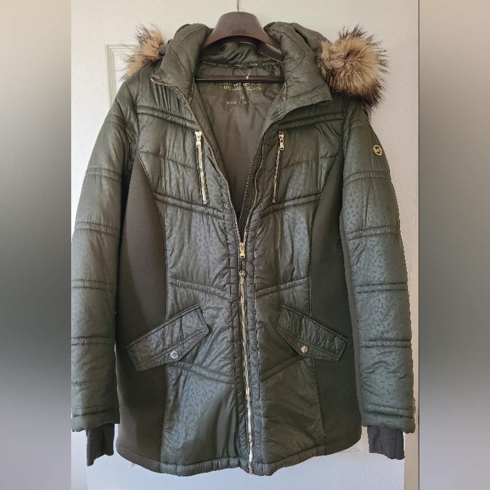 Michael Kors Olive Green Puffer Jacket